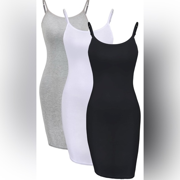 NWOT - 3 Pieces Women Basic Long Tanks Adjustable Spaghetti Strap Camisole Top - Picture 1 of 9